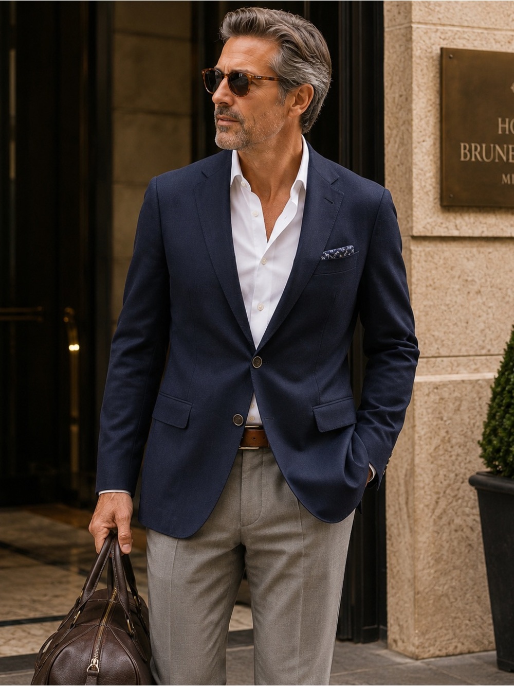 John Varvatos Explorer Travel Blazer Men 42L Single Needle Wool Navy Blue Twill